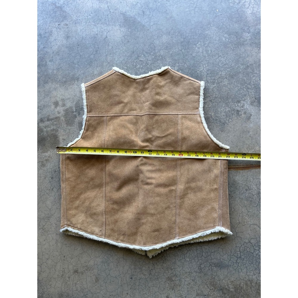 Bull Genuine Leather Suede Sherpa Lined Western Vest Tan Mens Large - Picture 7 of 7